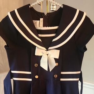 Girls navy Bonnie Jean sailor dress size 12 new without tags